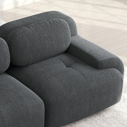 Graues U-förmiges Sofa mit Cordstoff (4-Sitzer + 2 Hocker)