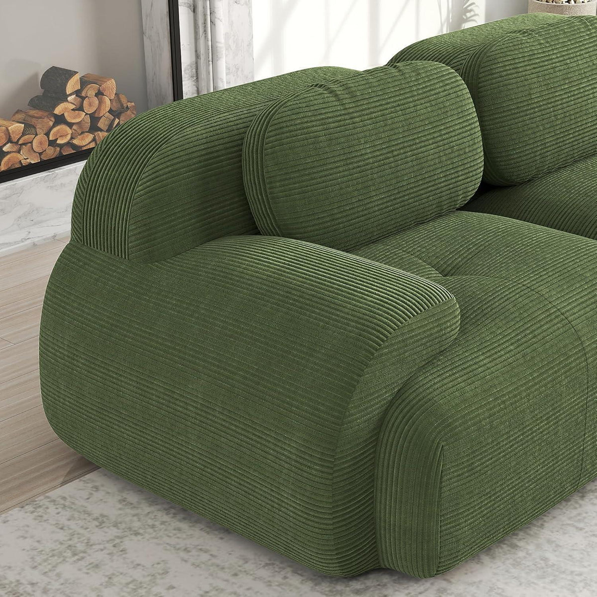 3-Sitzer Cord Sofa Grün – Modernes Wohnzimmer Sofa