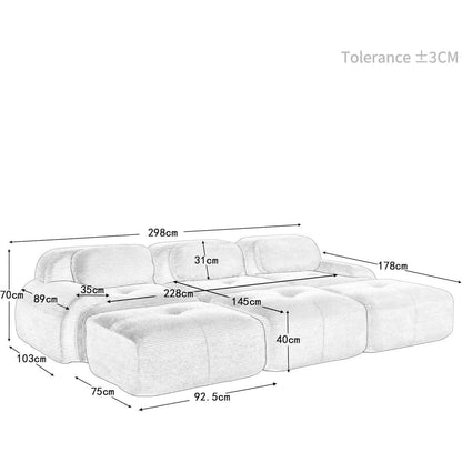 3-6 Sitzer Cord Sofa Grün – Modulares Wohnzimmer Sofa mit Hockern