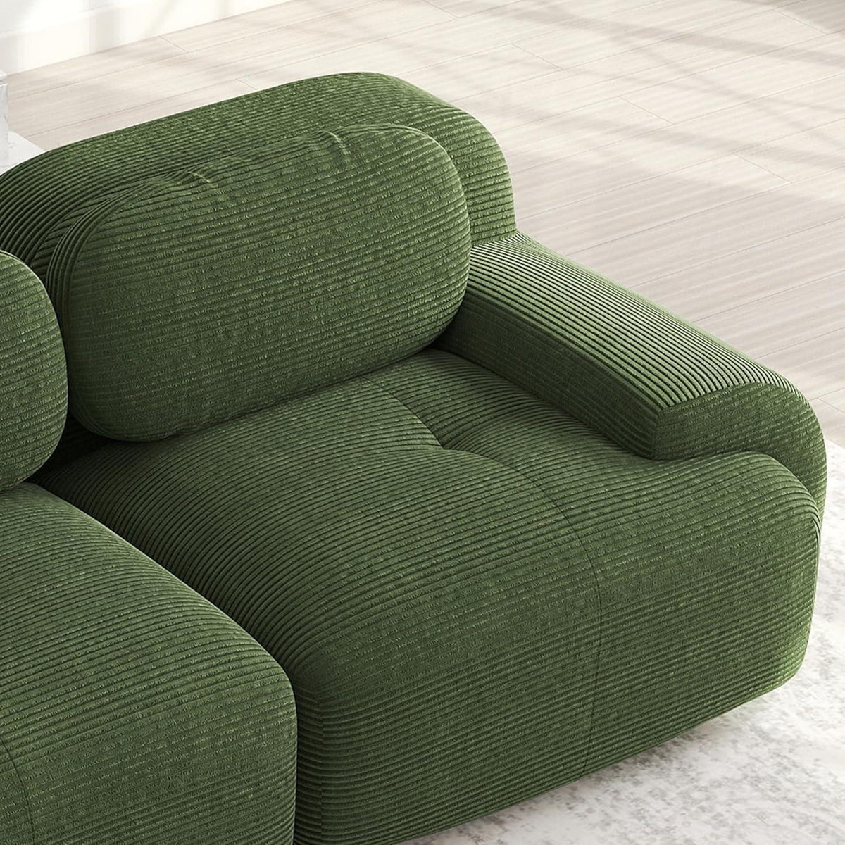 3-6 Sitzer Cord Sofa Grün – Modulares Wohnzimmer Sofa mit Hockern