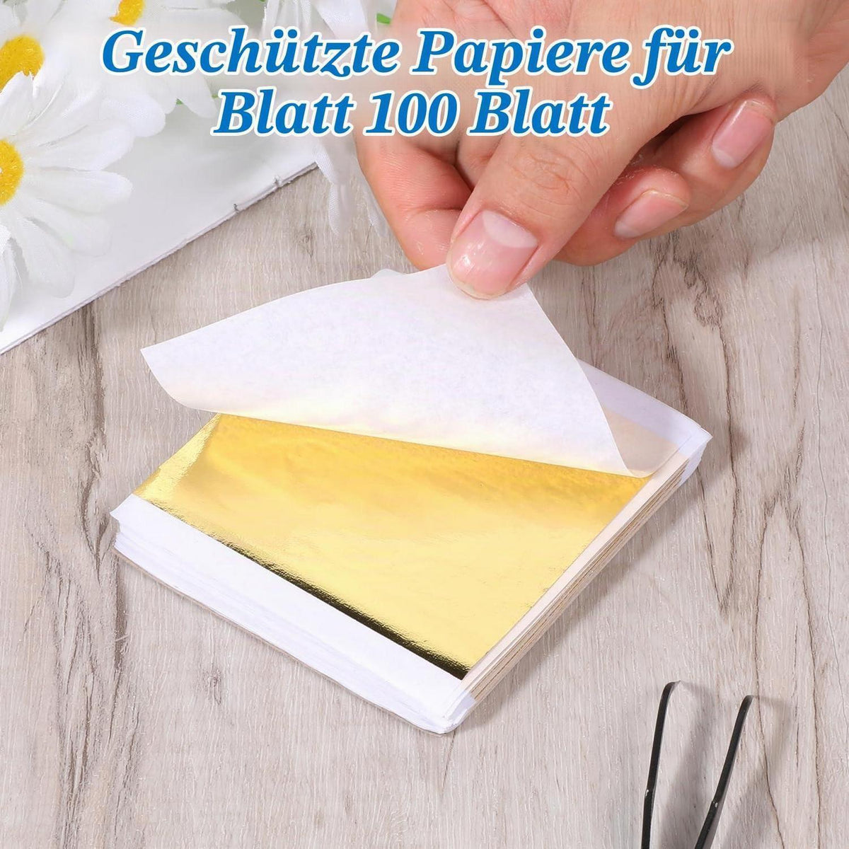 100 Blatt Blattgold Imitation – Goldfolie zum Basteln & Dekorieren