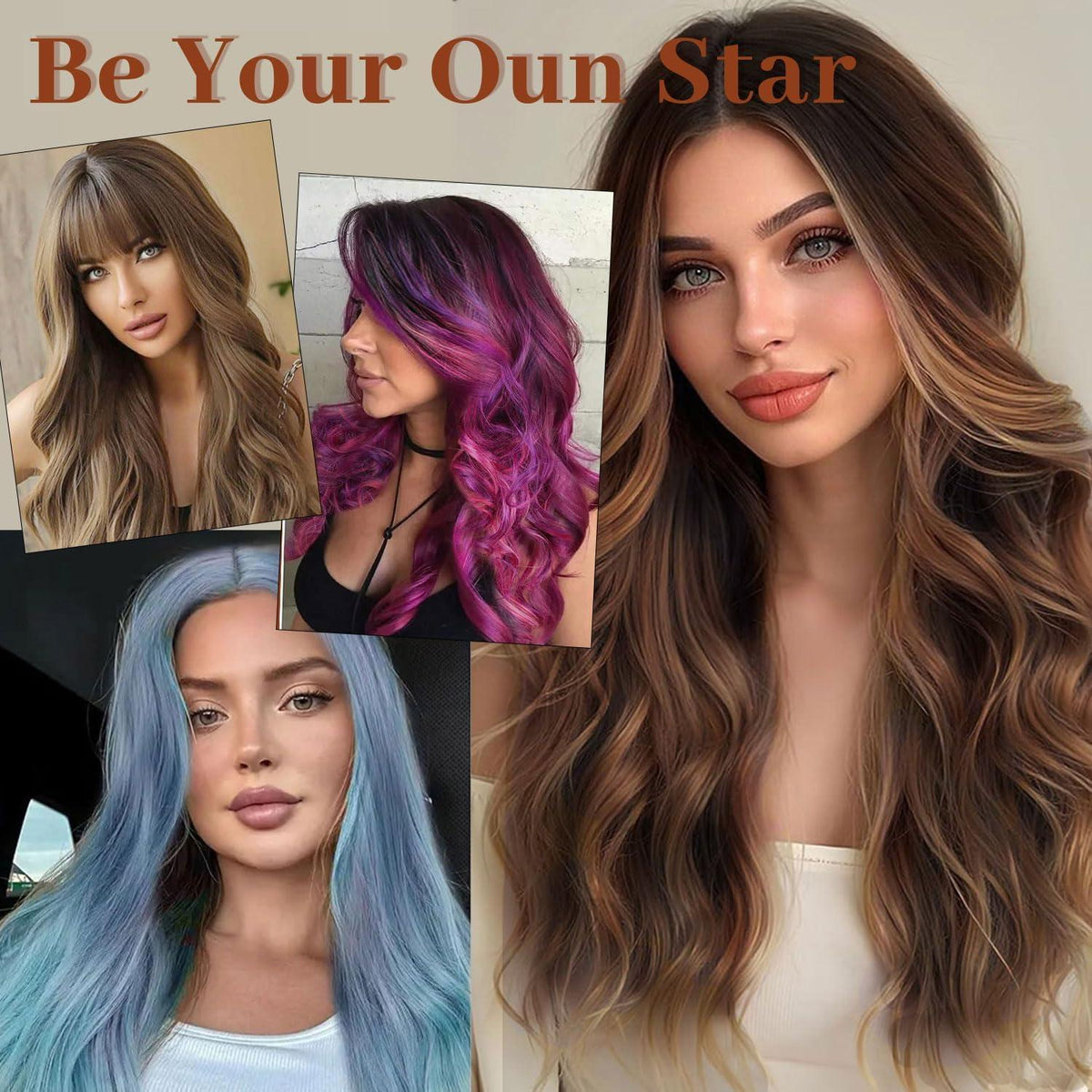 Lange Ombre Rot Locken Perücke Damen, Hitzebeständig & Natürlich