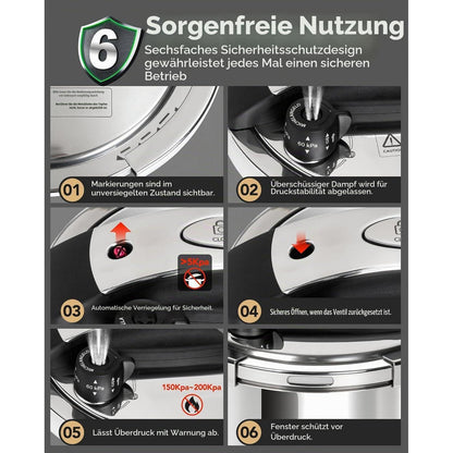 6L Edelstahl Schnellkochtopf 3-in-1 für Induktion
