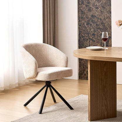 Drehbarer Esszimmerstuhl mit Samtbezug, Beige