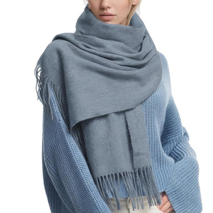 Wollschal Damen Kaschmir Gefühl 200x70cm Blau Grau mit Geschenkbox