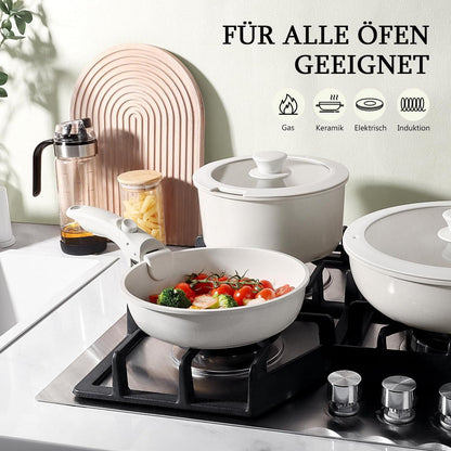 11-teiliges Topfset mit abnehmbarem Griff – Induktion & mehr