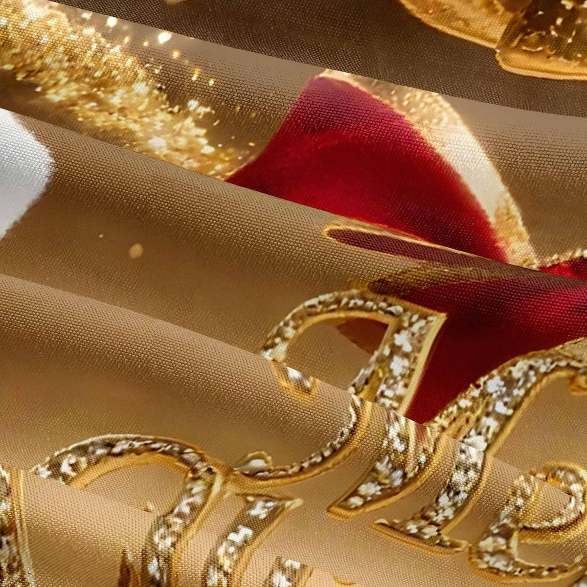 Weihnachts Bettwäsche Set 135x200cm - Rot Gold Wintermotiv
