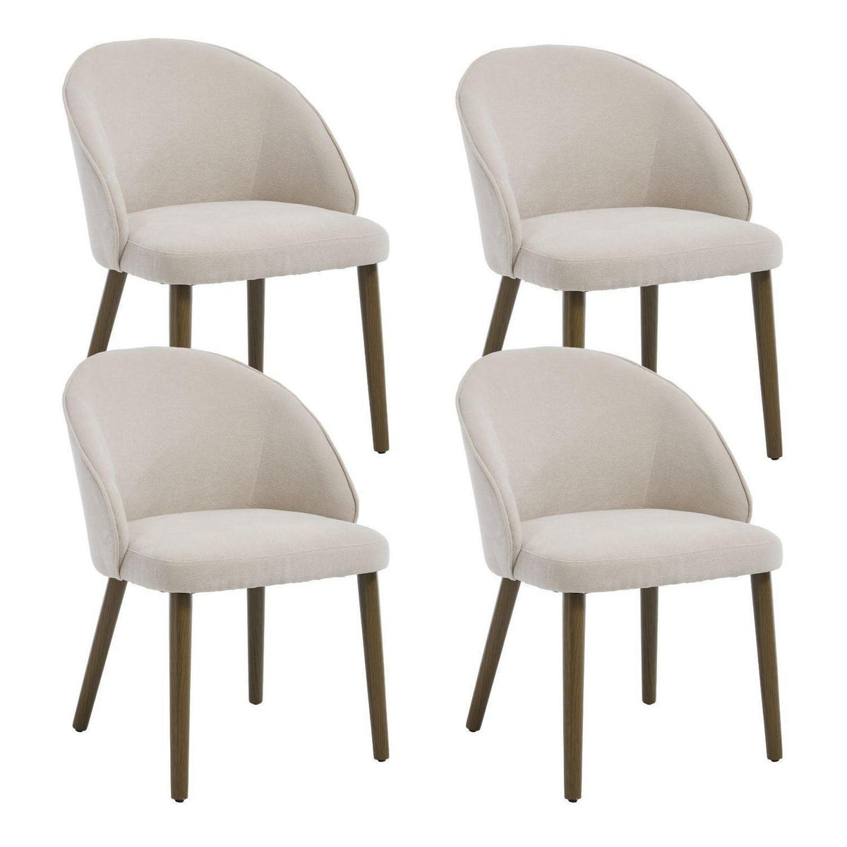 Moderne Esszimmerstühle Set 4 – Beige Polsterstühle mit Holzbeinen