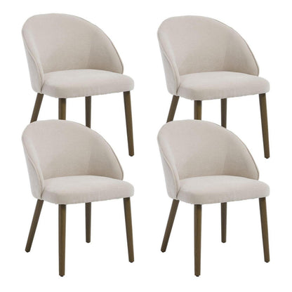 Moderne Esszimmerstühle Set 4 – Beige Polsterstühle mit Holzbeinen