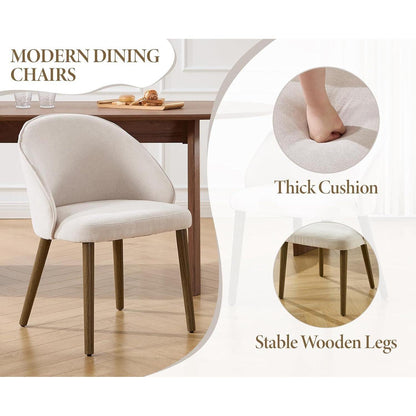 Moderne Esszimmerstühle Set 4 – Beige Polsterstühle mit Holzbeinen