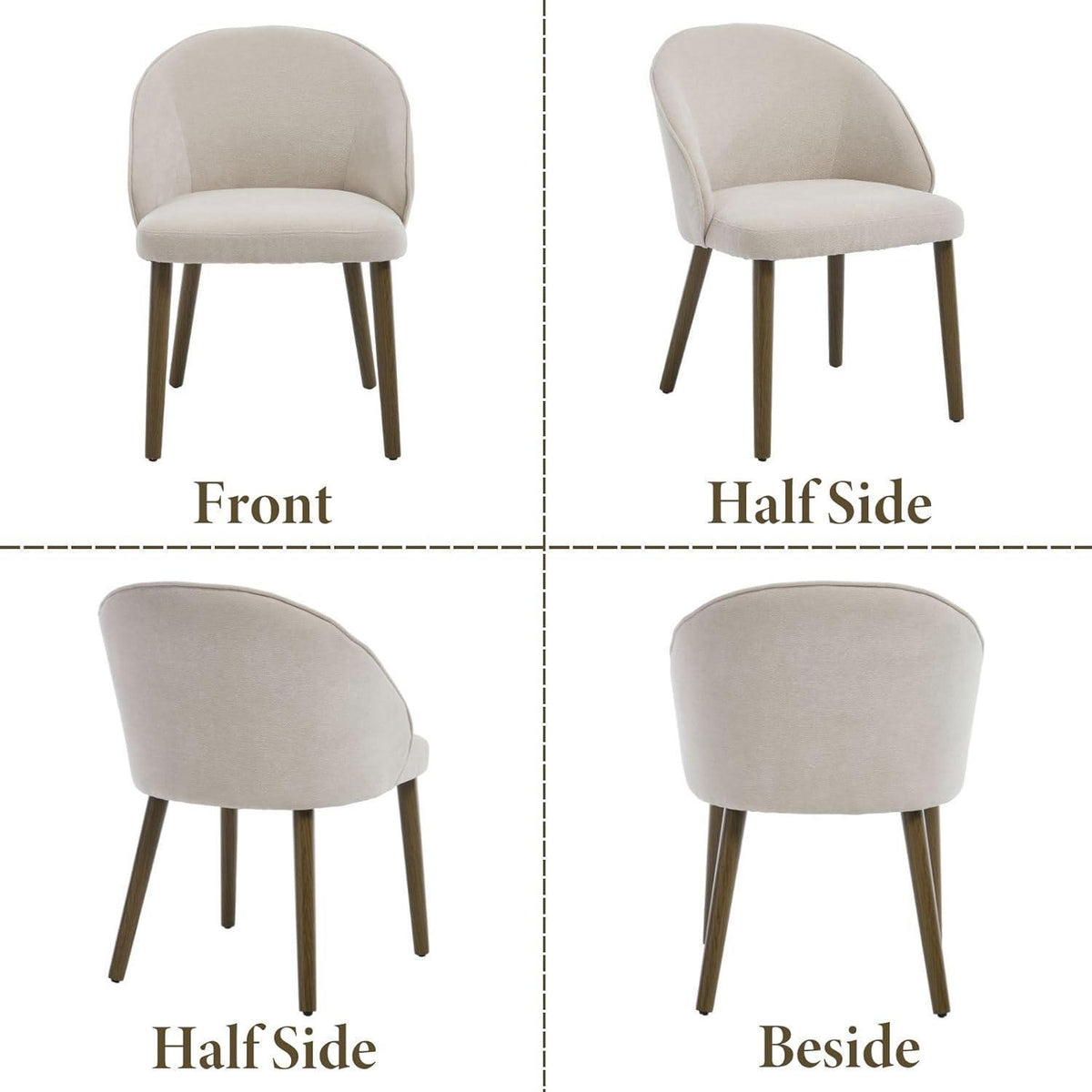 Moderne Esszimmerstühle Set 4 – Beige Polsterstühle mit Holzbeinen
