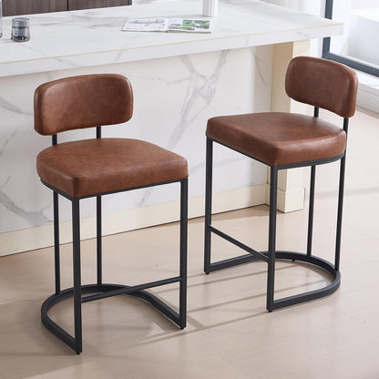 Moderner Barhocker 4er Set in Lederoptik & Metallfuß