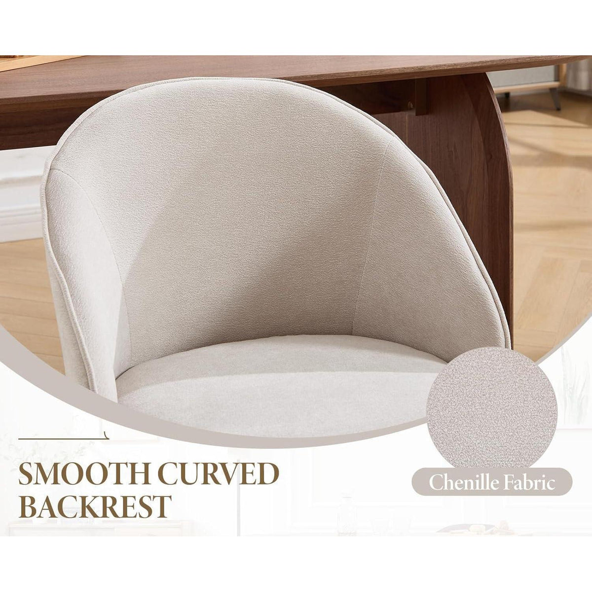 Moderne Esszimmerstühle 2er Set – Beige Polsterstühle mit Holzbeinen