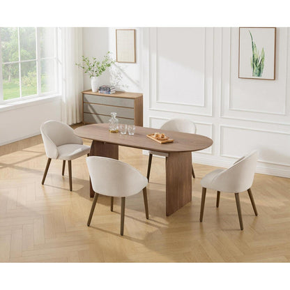Moderne Esszimmerstühle 2er Set – Beige Polsterstühle mit Holzbeinen