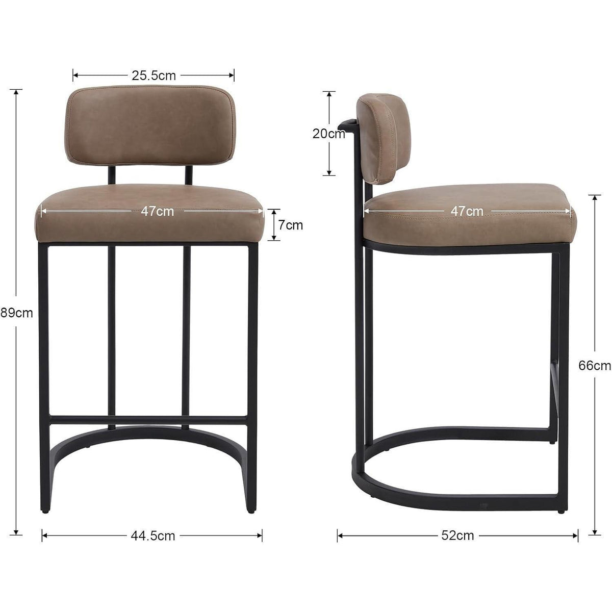 Moderner Barhocker 4er Set in Lederoptik & Metallfuß