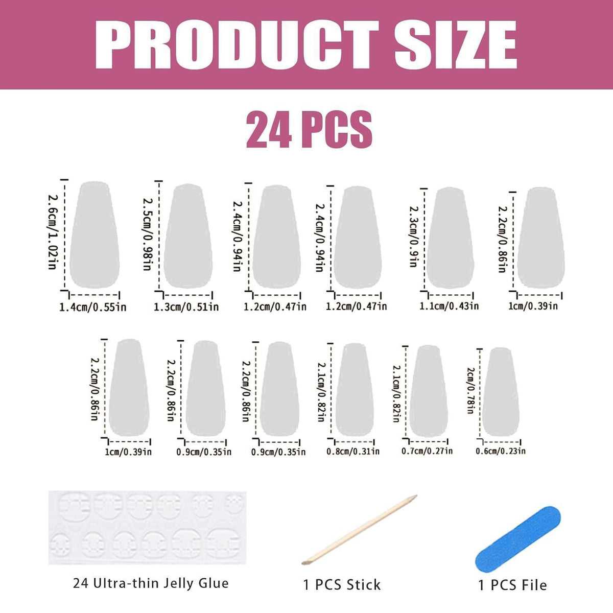 Künstliche Nägel Lila Sternenhimmel - 24 Stück zum Aufkleben