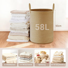 Geflochtener Wäschekorb 58L mit Baumwollhenkeln