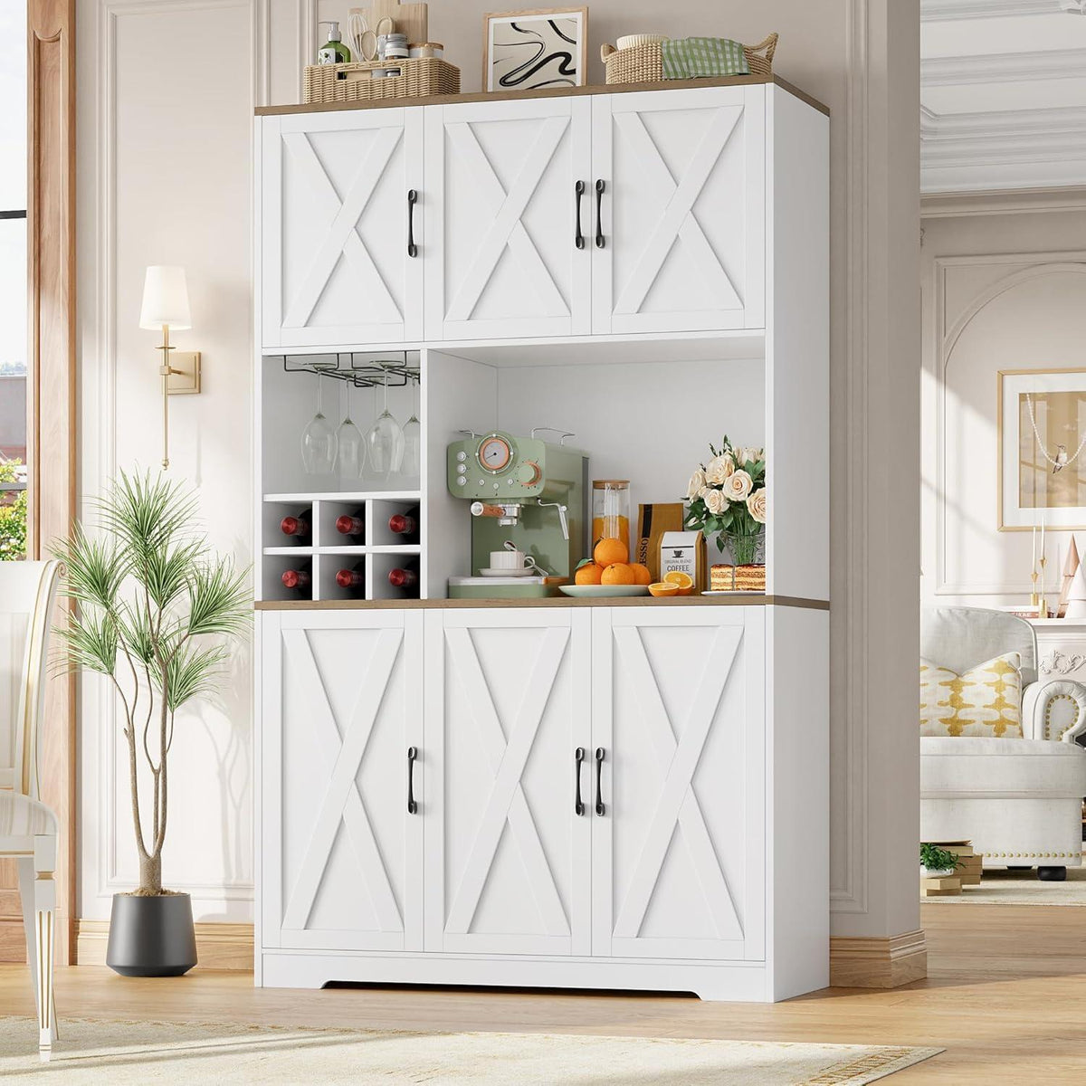 Küchenschrank Weiß 106x180 cm | Buffetschrank mit 6 Türen