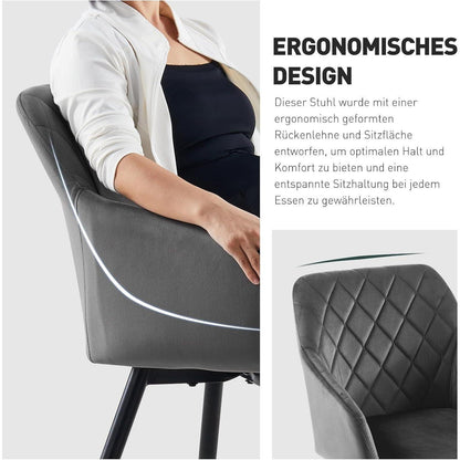 Drehbarer Esszimmerstuhl Set Samt Grau – 4er Pack