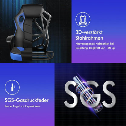 Ergonomischer Gaming-Schreibtischstuhl Blau Mega