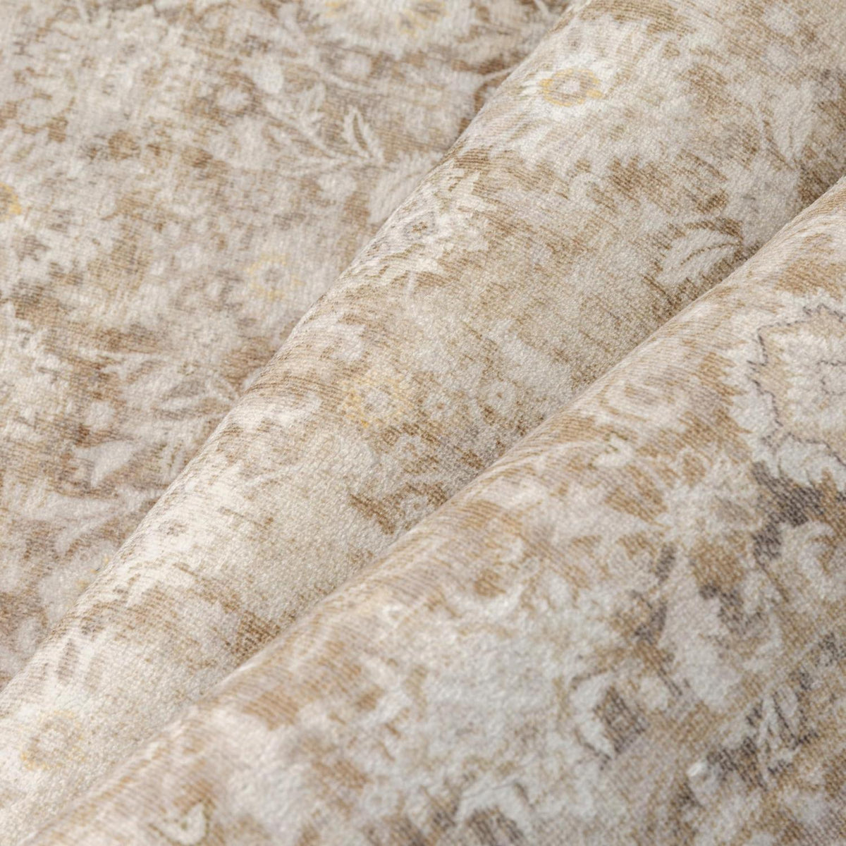 Runder Teppich Beige 120cm – Vintage Kurzflor, Waschbar