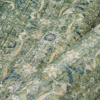 Grüner Vintage Teppich 160x230cm – Waschbar & Rutschfest