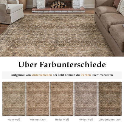 Vintage Teppich Braun 160x230cm – Waschbar & Rutschfest