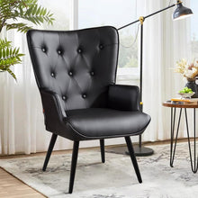 Ohrensessel Schwarz – Skandinavischer Relaxsessel mit PU-Leder