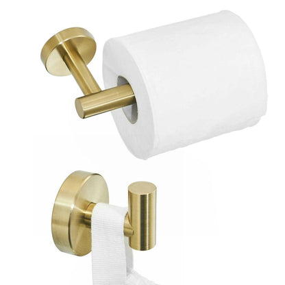 Gebürsteter Goldener Klopapierhalter & Handtuchhaken Set Edelstahl