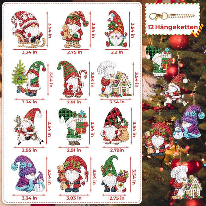 Diamant Painting Weihnachten Anhänger Set – 12 Wichtel zum Basteln