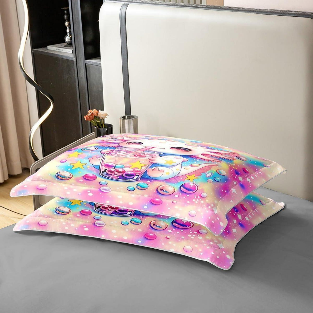 Axolotl Bettwäscheset Baumwolle 200x200 Regenbogen Kawaii