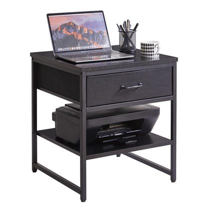 Verstellbarer Beistelltisch mit Schublade & Ablage – 50cm Schwarz