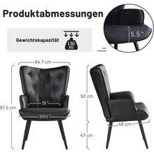 Ohrensessel 2er Set Schwarz – Skandinavischer Wohnzimmer Sessel