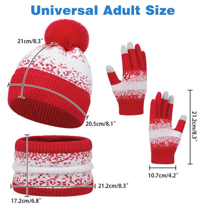 Damen Winterset: Beanie, Schal & Handschuhe mit Touchscreen