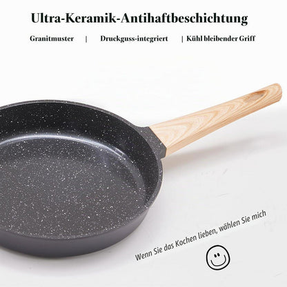 7-teiliges Kochgeschirr-Set Rosa mit Granitmuster & Induktion