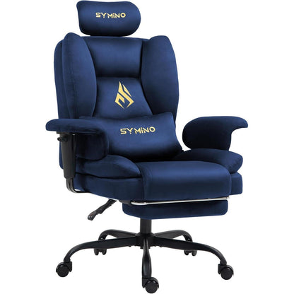 Gaming Stuhl mit Fußstütze, Chefsessel Dunkelblau