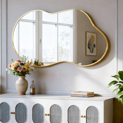 Asymmetrischer Wandspiegel Wolke Gold 67x115cm Modern