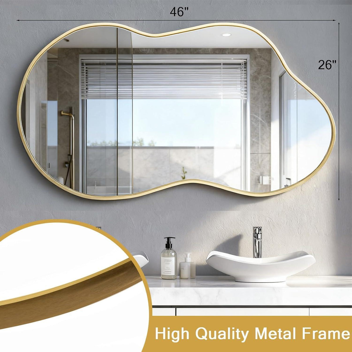Asymmetrischer Wandspiegel Wolke Gold 67x115cm Modern