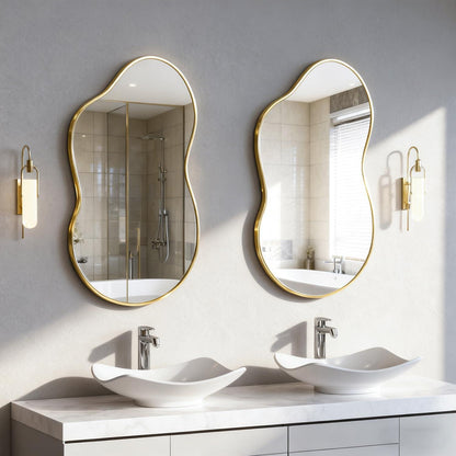 Asymmetrischer Wandspiegel Gold 50x90cm – Moderner Badezimmer Spiegel