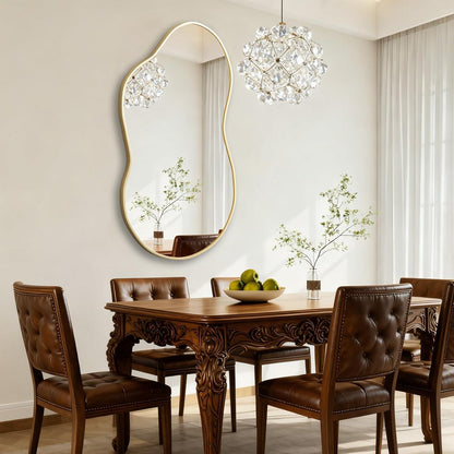 Asymmetrischer Wandspiegel Gold 50x90cm – Moderner Badezimmer Spiegel