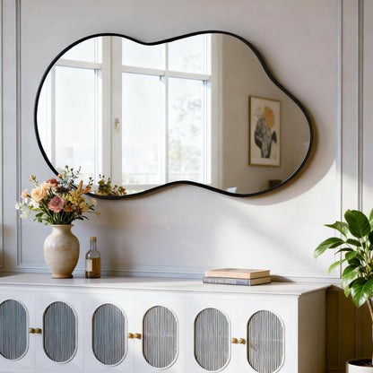 Asymmetrischer Wandspiegel 50x90cm – Moderner Badezimmerspiegel Schwarz