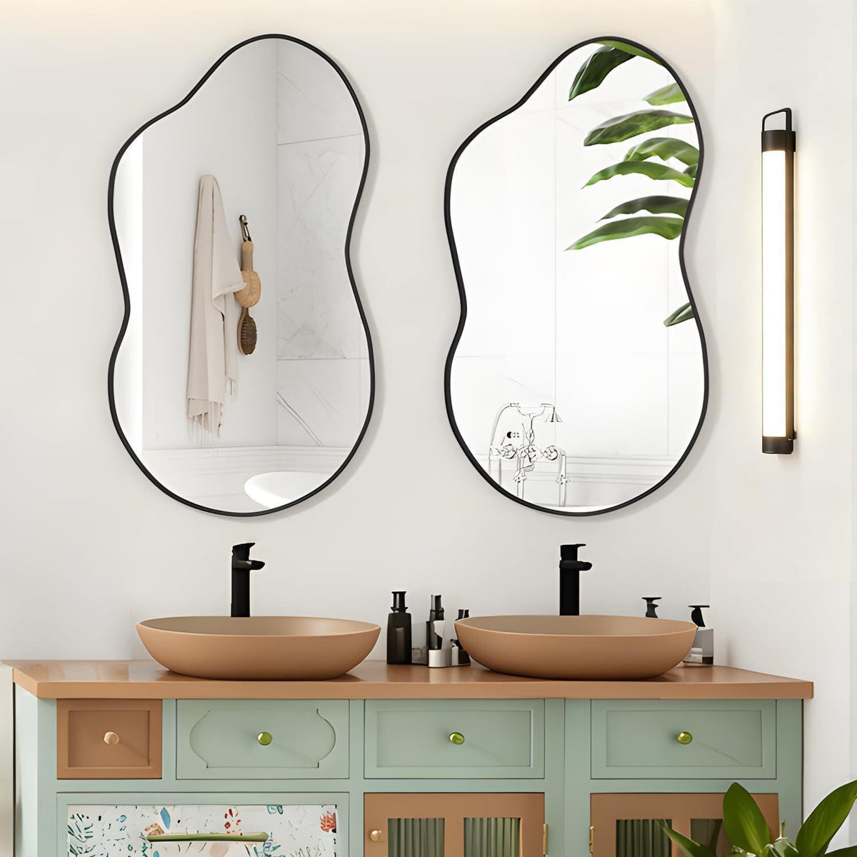 Asymmetrischer Wandspiegel 50x90cm – Moderner Badezimmerspiegel Schwarz