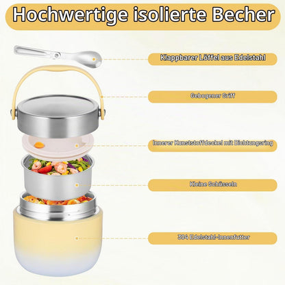 Edelstahl Thermobehälter 1,2L Gelb für Essen