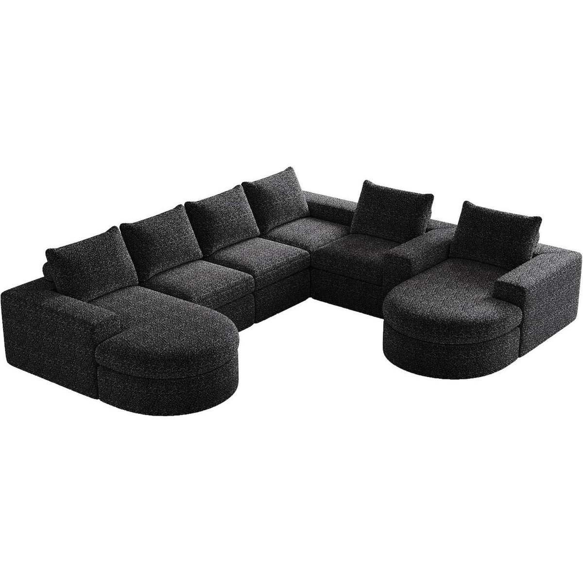 Modulares Ecksofa mit Liegefläche & Nackenkissen – Schwarz