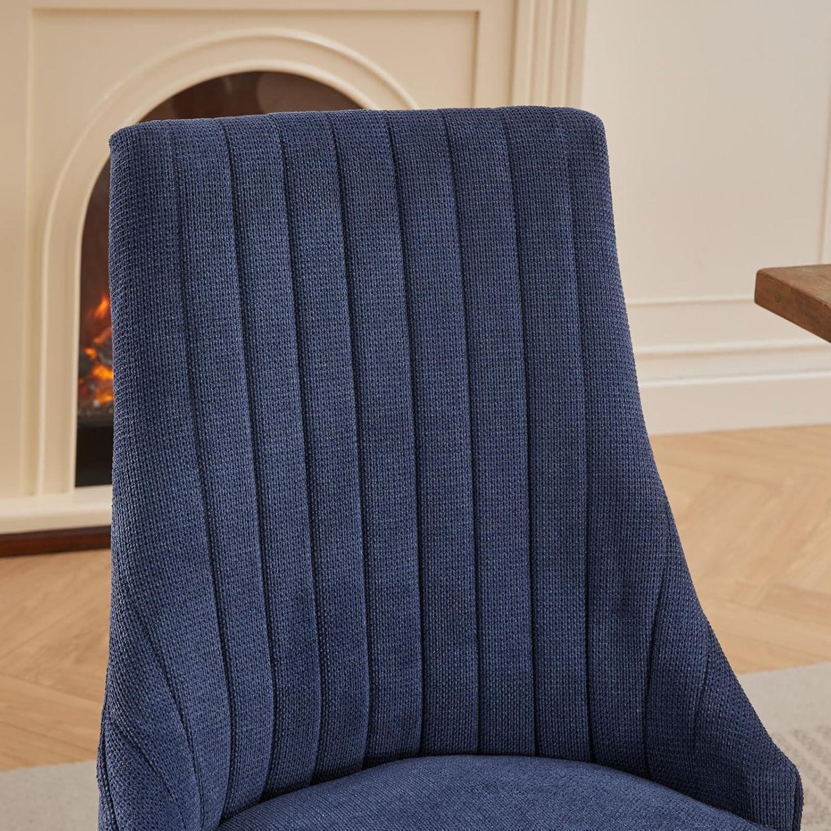 Esszimmerstühle 2er Set Blau – Bequemer Chenille-Stoff & Massivholz