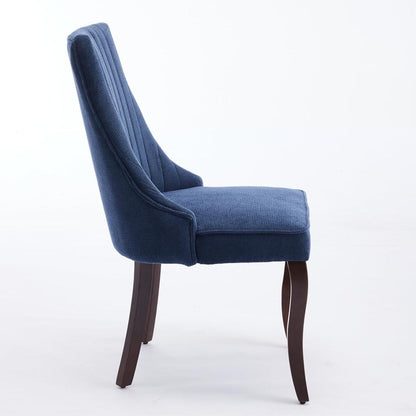 Esszimmerstühle 2er Set Blau – Bequemer Chenille-Stoff & Massivholz