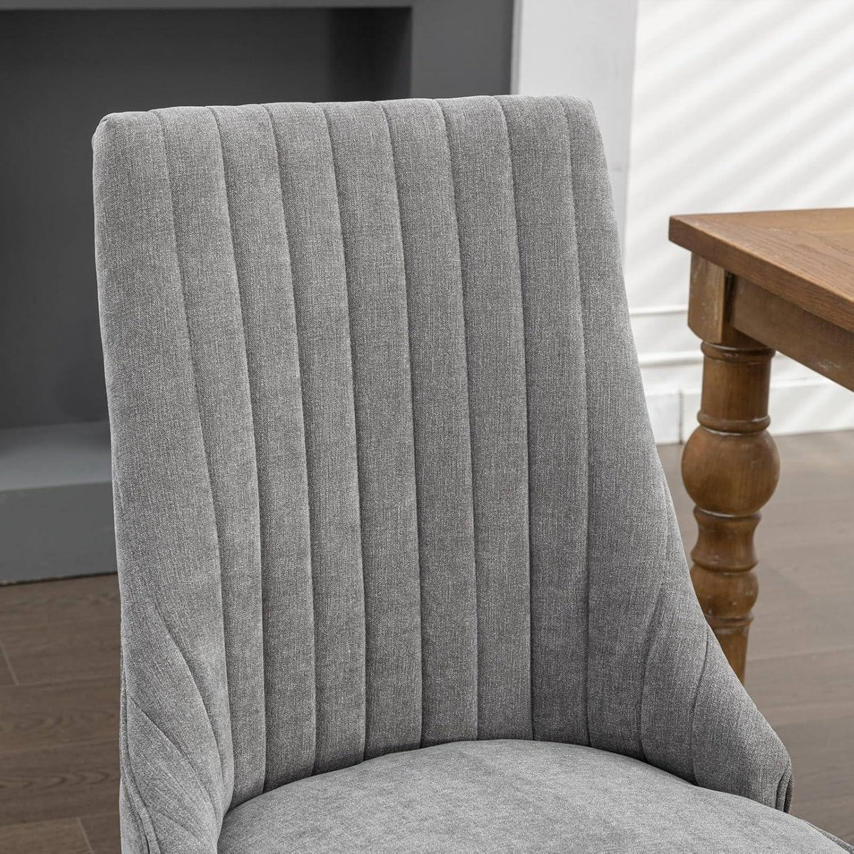 Esszimmerstühle 2er Set Grau – Bequemer Chenille-Stoff & Massivholz