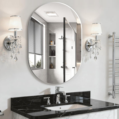 Ovaler Badezimmerspiegel 60x90cm mit Silberrahmen – Modern & Wandmontage