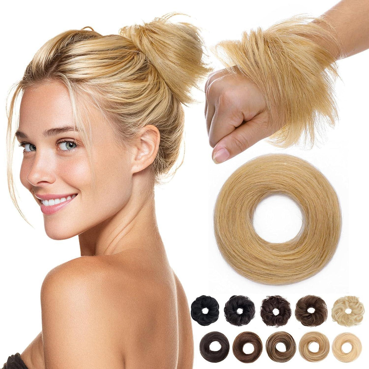 Echthaar Dutt Haarteil Blond 24g – Volumiger Zopf