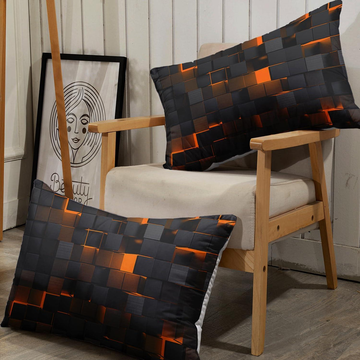 Würfelbettwäsche-Set 200x200 cm Schwarz Braun
